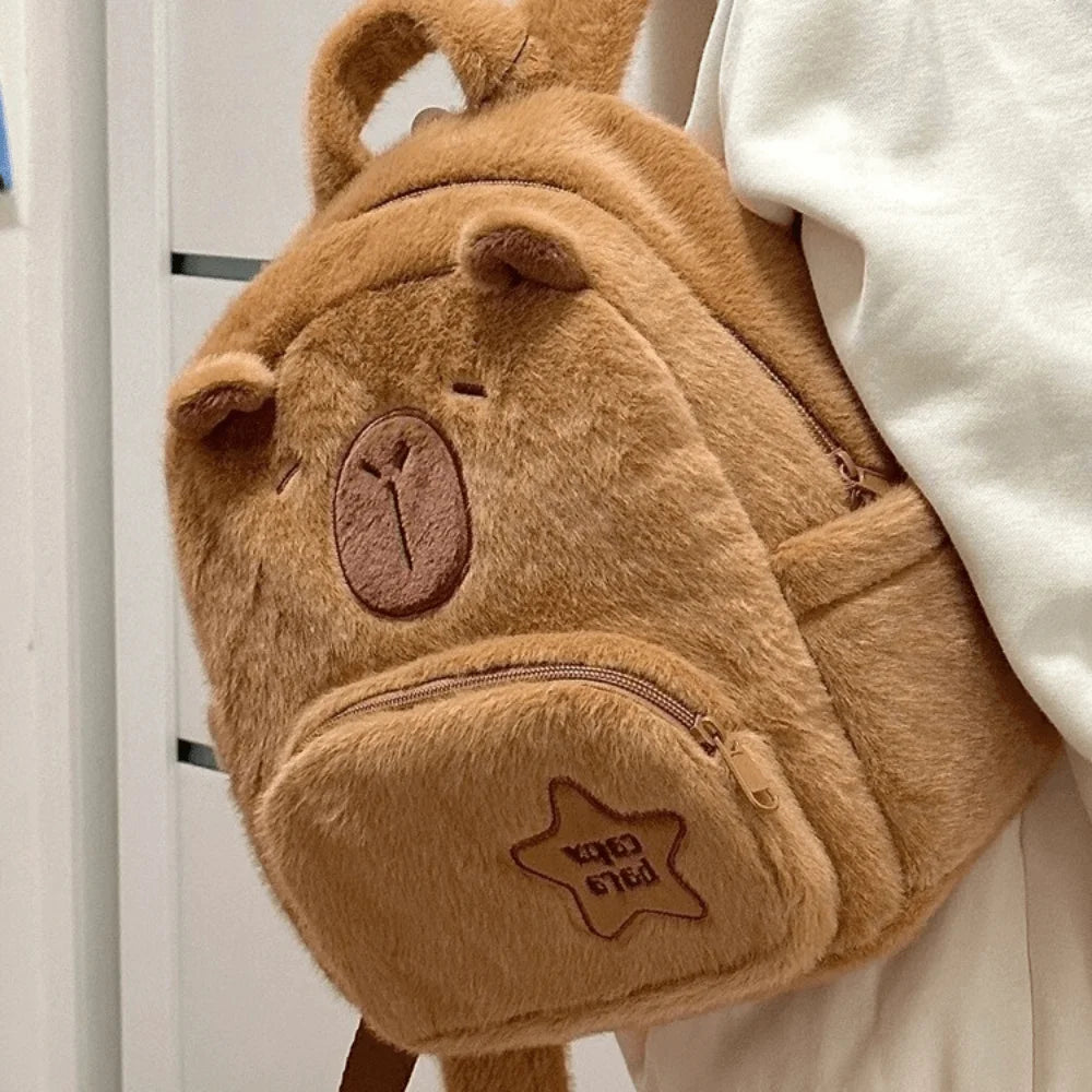 Capybara Plush Backpack - Kawaii Mini Shoulder Bag